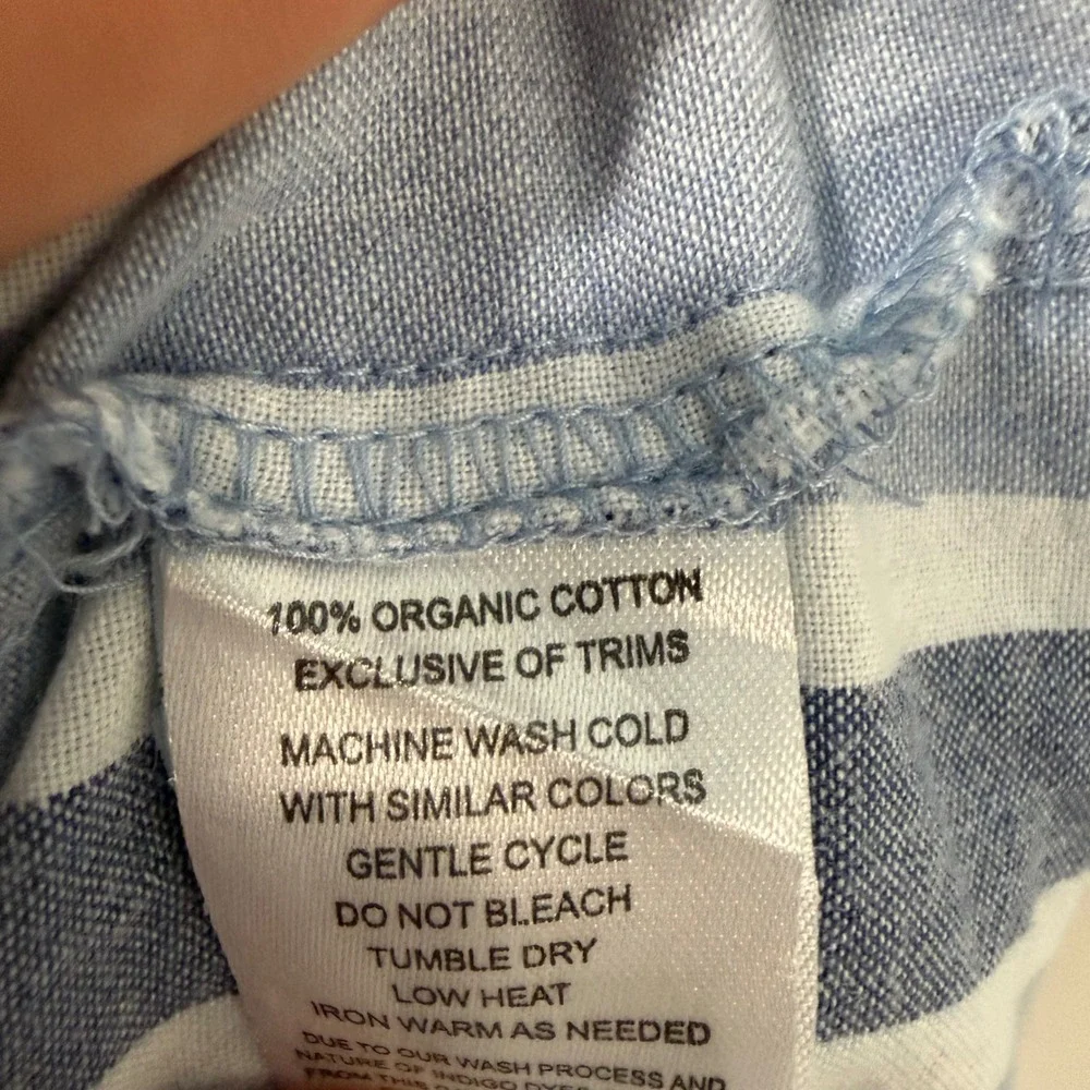 Toad&Co Womens Tank Dress Medium Blue Button Down Indigo Ridge Sleeveless Stripe - Picture 8 of 8